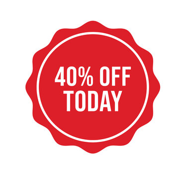 Red wavy badge with "40% OFF TODAY" text, indicating a special discount or sale promotion.