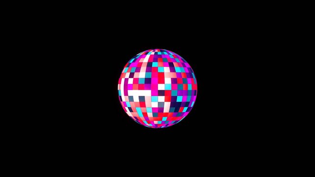 Glowing Mirror Disco Ball Retro 70s and 80s Nightclub Party Background Vector Illustration with Neon Lights Dance Floor Spotlights Copy Space and Seamless Music Broadcast Animation