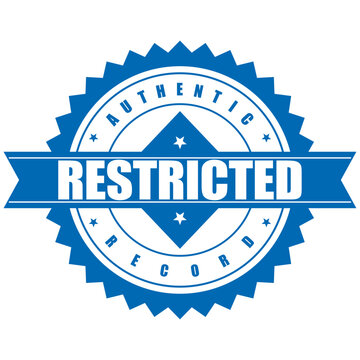 A blue rubber stamp with the word RESTRICTED on a white background