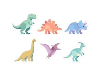 Colorful cartoon dinosaurs illustration set © MST
