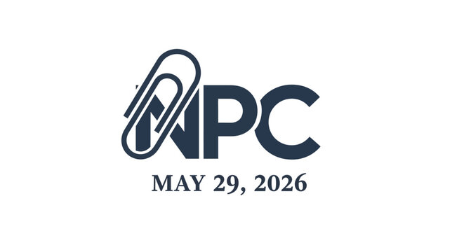 npc monogram logo design with security lock symbol and may 29 2026 date flat design vector illustration