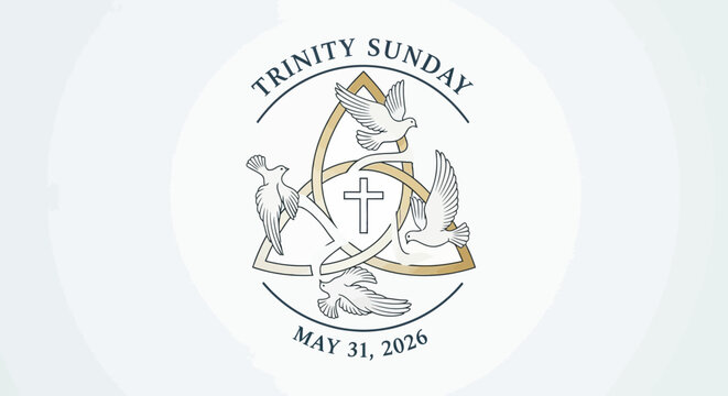 trinity sunday religious emblem with dove and cross vector illustration 2026