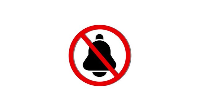 A beautiful silent mode symbol,no notification bell mute Icon on white background.Abstract disable alerts and silent mode Symbol icon animation.