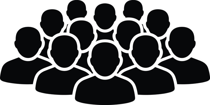 Large group of people crowd avatar silhouettes isolated on white background corporate business team community society icon concept vector