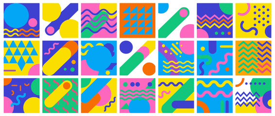 Obraz premium Vibrant Abstract Geometric Shapes Background Pattern Modern Bold Design
