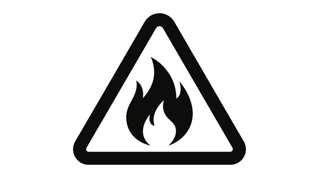 Flammable warning sign with fire symbol black silhouette