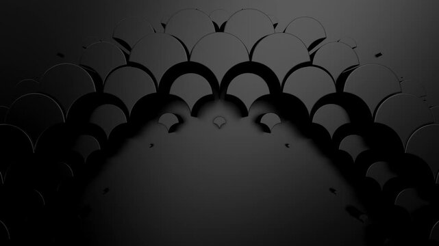Geometric Shapes Form a Wave. Abstract motion, two color, 3d rendering, 4k resolution
