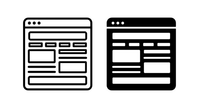 Website Layout Icons, Web Design Wireframe Templates, Digital Interface Mockups, UI UX Design Elements