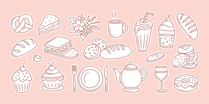 Vector Hand Drawn Graphics Featuring Advertising Branding Posters and Banner Designs with Funny Cartoon Illustrations Prints Stickers and Brunch Cafe Concept Artwork