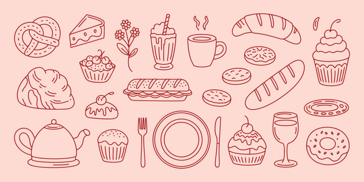 Vector Hand Drawn Graphics Featuring Advertising Branding Posters and Banner Designs with Funny Cartoon Illustrations Prints Stickers and Brunch Cafe Concept Artwork