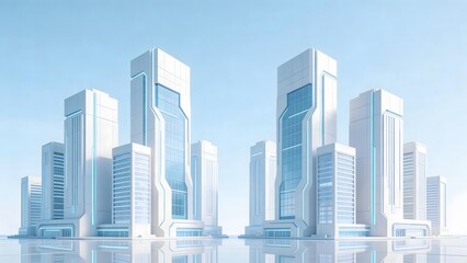 Fototapeta premium Futuristic cityscape with tall buildings