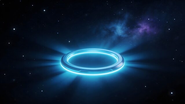 Glowing blue ring in space