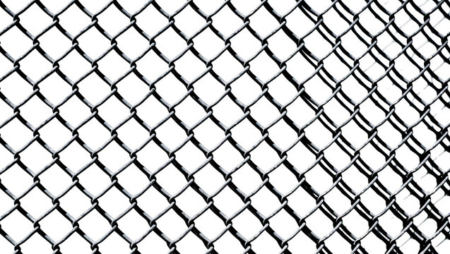 Diamond pattern chain link fence texture, isolated on transparent background