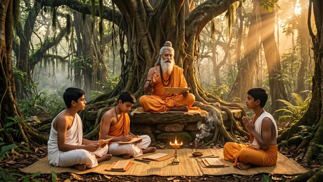Ved Vyasa Teaching Disciples In Forest Ashram