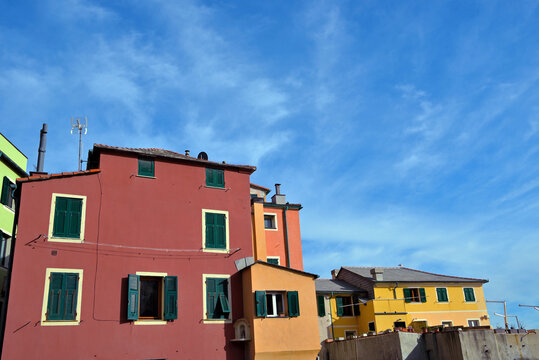 The picturesque seaside village of Boccadasse, famous for its pastel-colored houses Genoa  Italy