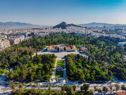 Aerial view of Zappeion Hall and National Garden