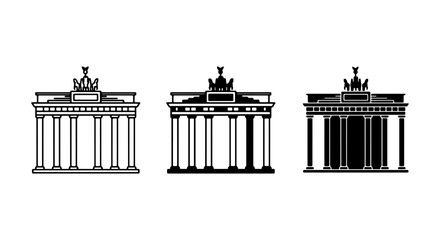 Brandenburg Gate Icons, Berlin Landmark Vector Set, Architectural Monument Silhouettes © Shamima