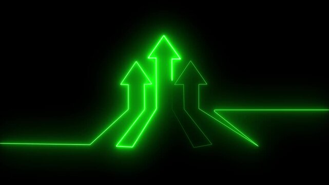 Up direction arrow icon animation featuring a glowing arrow pointing upwards, pulsating. Money, profit, investment, growth business, economy, finance and success concept.4k 