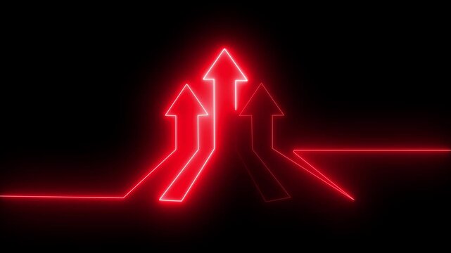 Up direction arrow icon animation featuring a glowing arrow pointing upwards, pulsating. Money, profit, investment, growth business, economy, finance and success concept.4k 