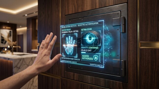 Hand Authenticating Secure Access Protocol on AI Controlled Smart Safe with Palm and Retina Scanner