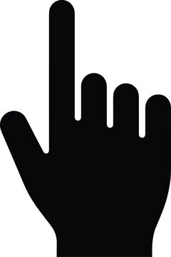 Black silhouette icon of a human hand pointing up with the index finger, showing direction, choice, or selection, isolated on a white background.