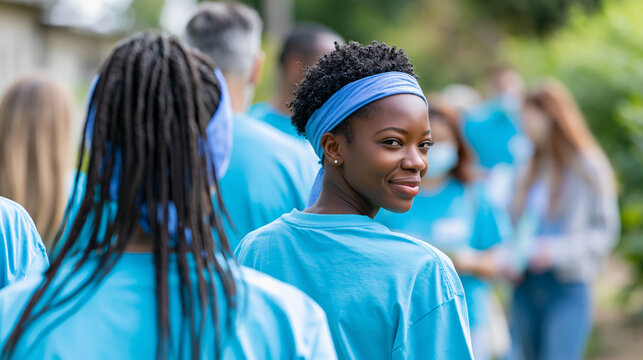 Rear view of African American volunteers making a difference in vulnerable communities, diverse volunteer concept, community volunteer photography, inclusive aid lifestyle,