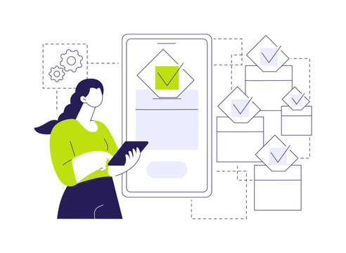 Blockchain voting mechanism isolated cartoon vector illustrations.