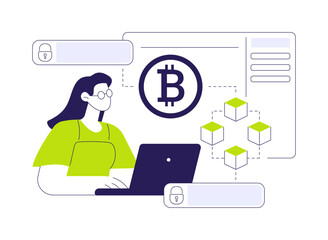Fototapeta premium Blockchain tech architect isolated cartoon vector illustrations.