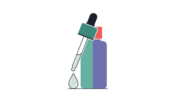 Dropper with liquid falling into a bottle representing science and medicine