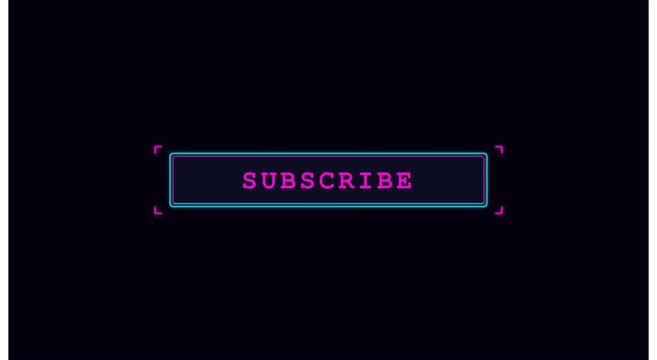 Neon subscribe button overlay for social media channel engagement animation