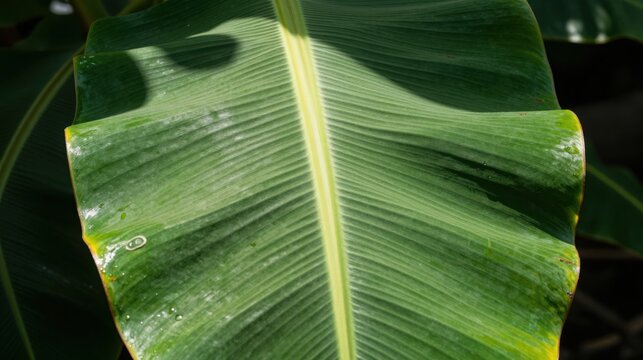 Large green leaf with yellow midrib