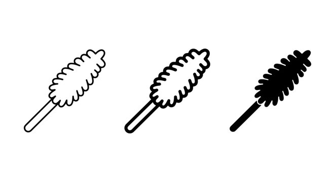 Feather Duster Icons, Cleaning Tool Vector Set, Dusting Brush Graphic Elements
