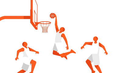 Basketball player dunking, dynamic action shot, sports illustration, white background © AHMAD