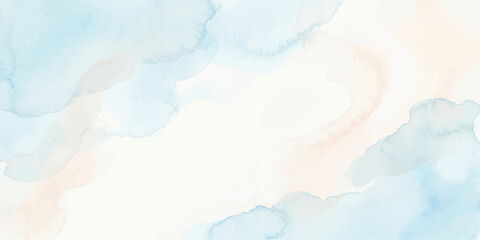Abstract watercolor blue sky with fluffy clouds © Sr