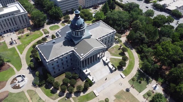 Columbia South Carolina drone shot of the capitol building