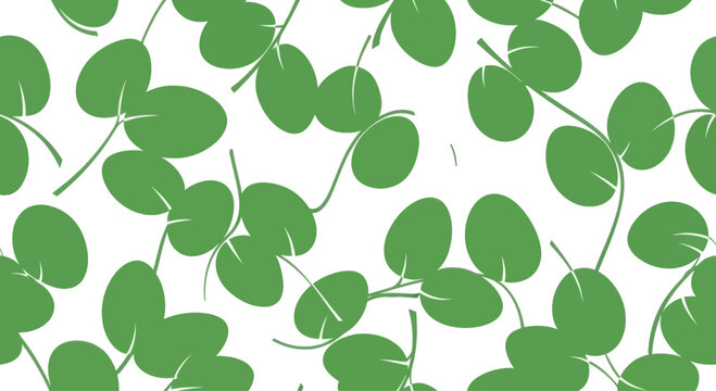 Green clover leaves pattern, luck and nature background