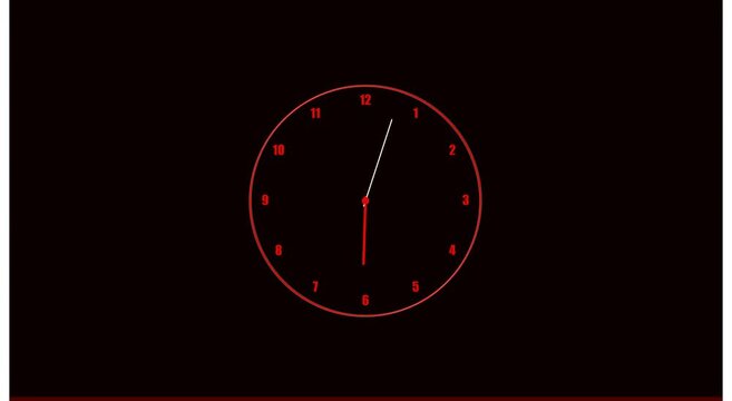 Minimalist clock animation: dynamic time passing and countdown motion animation