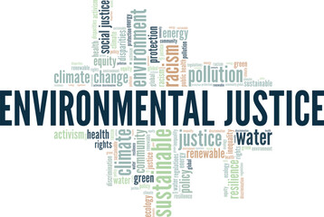 Obraz premium Environmental Justice word cloud conceptual design isolated on white background.