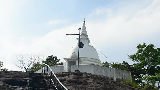 The Pagoda on the Hilltop of the Maligatenna (Maligathanna) Raja Maha Viharaya, Gampaha, Sri Lanka.