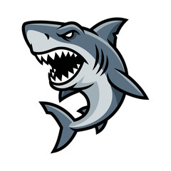 Fototapeta premium Aggressive shark mascot design for sports team emblem