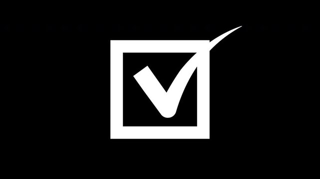 Minimalist checkmark animation: success, approval, and task completion on black background