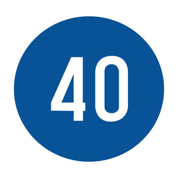 A professional vector illustration of a circular mandatory traffic sign indicating a minimum speed limit of 40