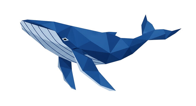 Low poly blue whale illustration