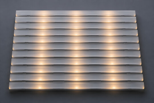 Minimalist Product View of Frosted Polymer Logic Rails Arranged in Parallel Rows over a Clean Light Gray Surface.