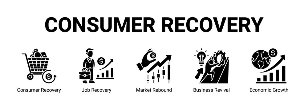 Consumer Recovery web banner icon concept, with Consumer Recovery, Job Recovery, Market Rebound, Business Revival.