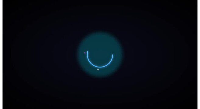 Minimalist loading spinner animation with glowing neon circular progress animation