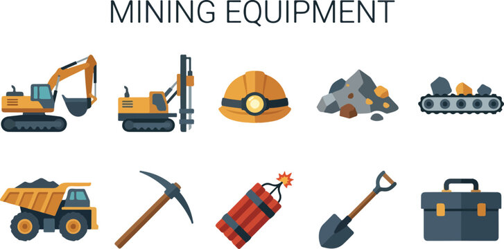 Mining Machinery and Safety Gear with Excavator Drill Truck and Tools