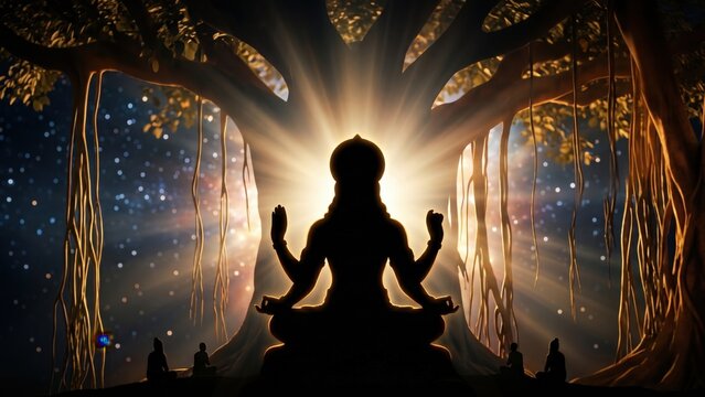 Cosmic Dakshinamurthy Silhouette &ndash; Eternal Adi Guru
