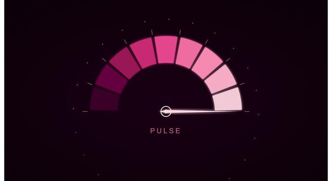 Pulse gauge meter animation: dynamic pink data measurement interface animation