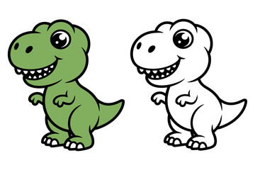 Fototapeta premium Two cartoon dinosaurs smiling happily